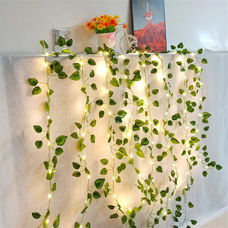 Flower Green Leaf String Lights "Artificial Vine"