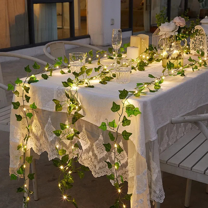 Flower Green Leaf String Lights "Artificial Vine"