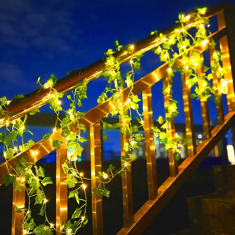 Flower Green Leaf String Lights "Artificial Vine"