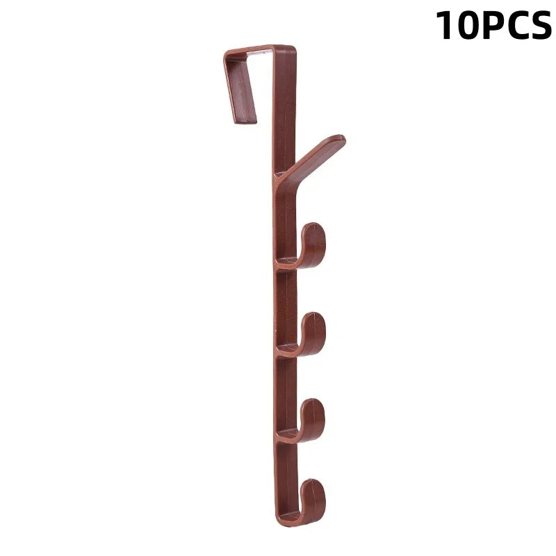 1pc Bedroom Door Hanger Clothes Hanging Rack Over The Door Plastic Home Storage Organization Hooks, Purse Holder For Bags Rails