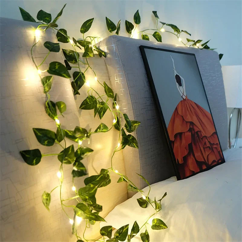 Flower Green Leaf String Lights "Artificial Vine"